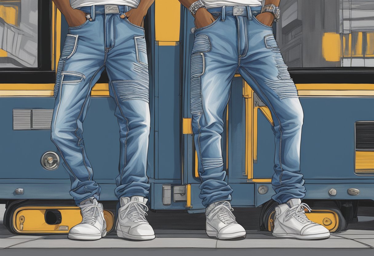 Kris Kross's legacy is depicted through a pair of backward-worn jeans, symbolizing their iconic fashion influence