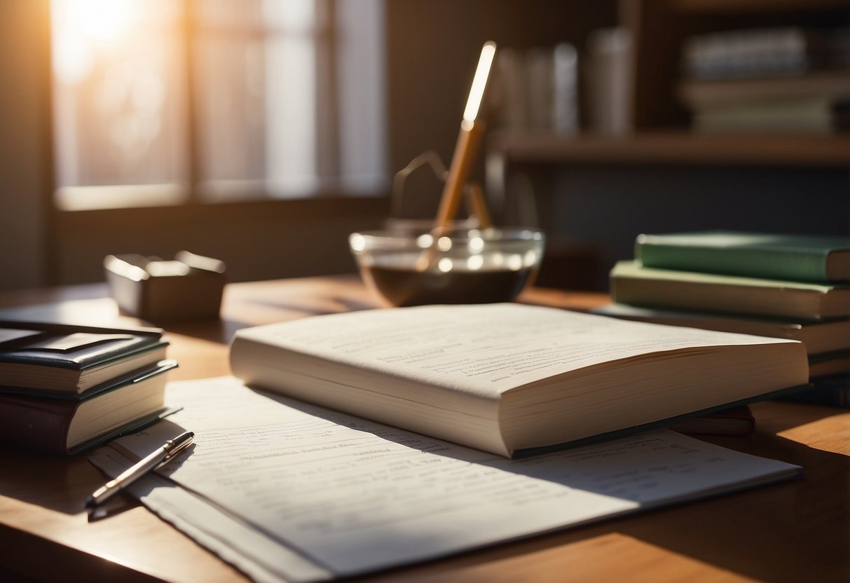 A table with math books, pencils, and papers for copying numbers and symbols