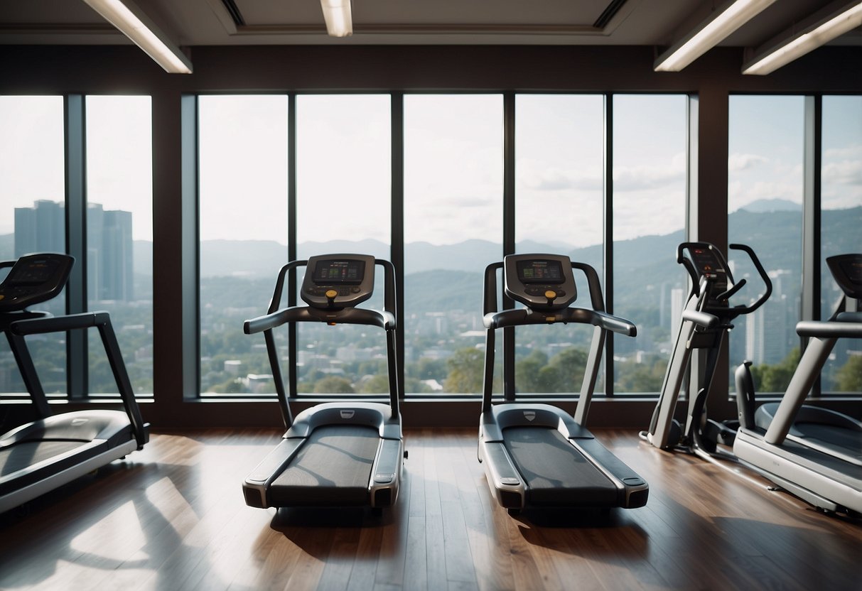 The elliptical machine stands empty, with handrails used sparingly