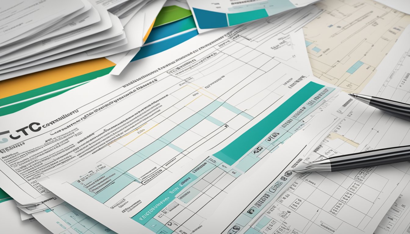 A stack of official documents with "CTC CERTIDÃO DE TEMPO DE CONTRIBUIÇÃO" printed on them, alongside a checklist of eligibility and requirements