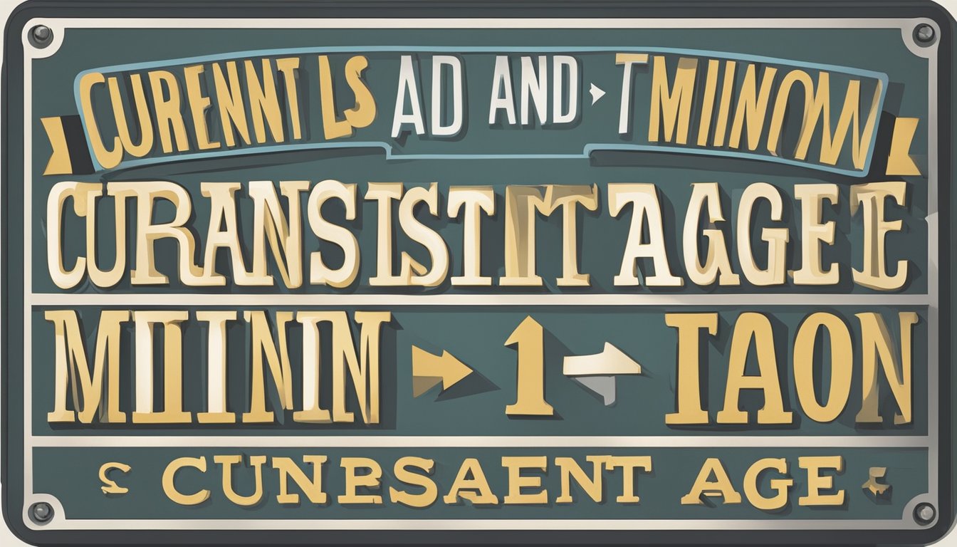 A sign displaying "Current Rules and Transition MINIMUM AGE" with clear and bold lettering, against a neutral background