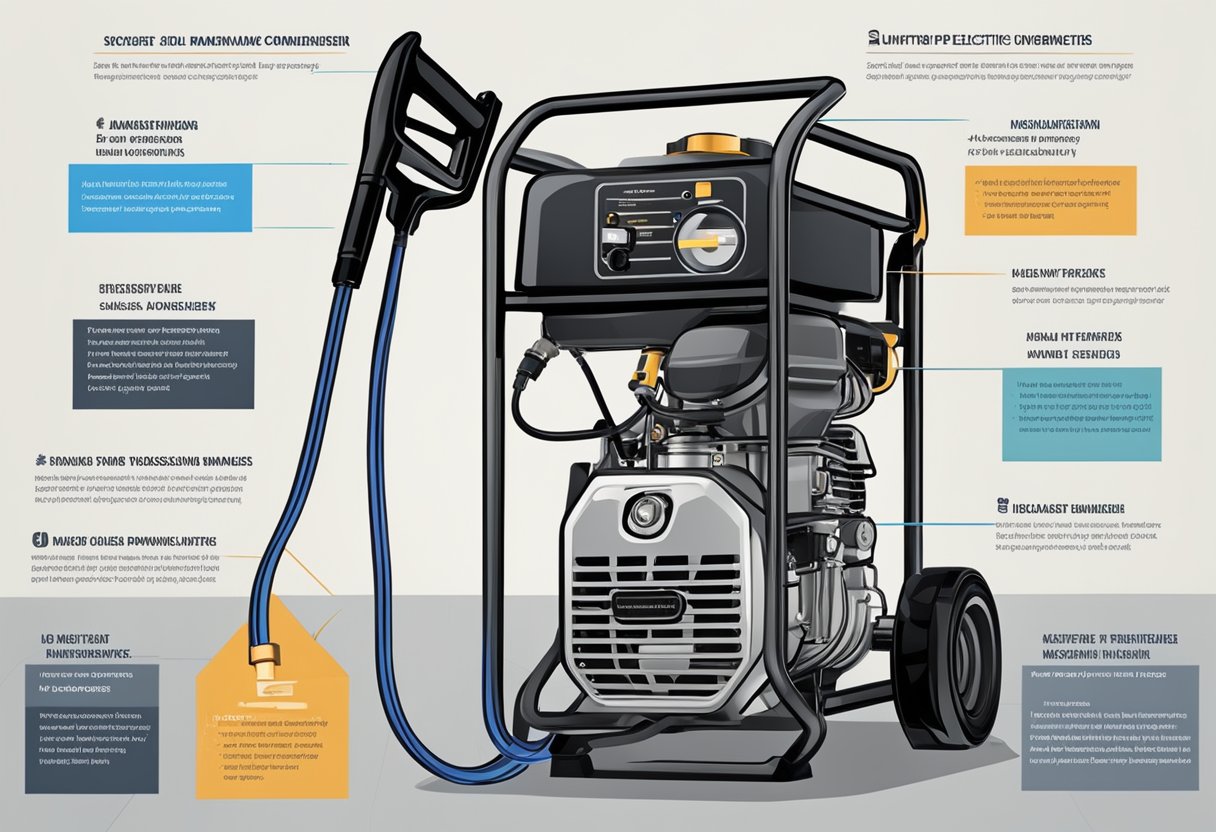 An electric power washer engine hums as it connects to various power sources and engine types