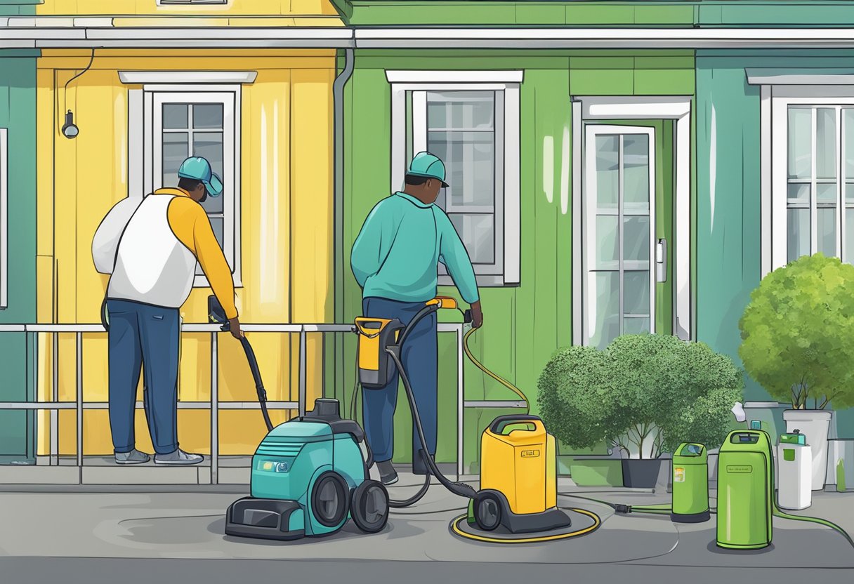 A person selects an eco-friendly power washer for washing and waste management