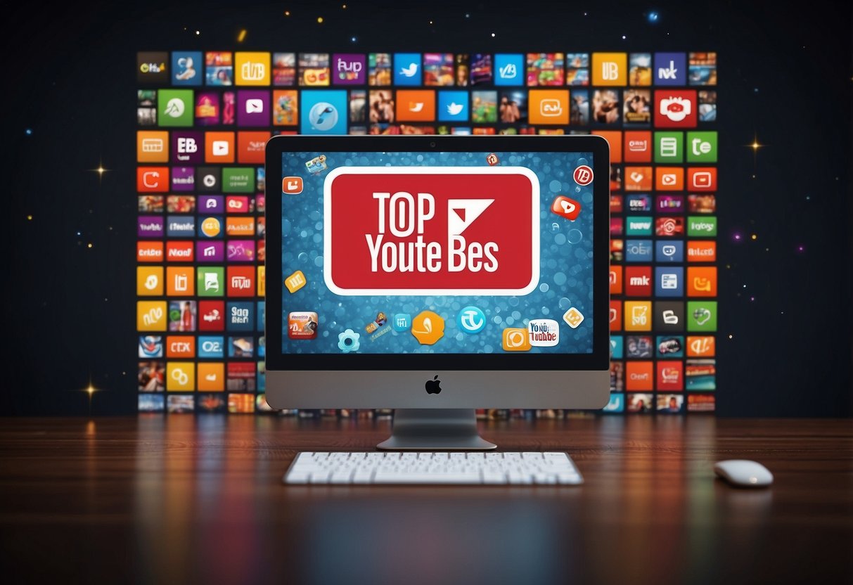 A computer screen displaying TubeBuddy's top 5 YouTube marketing services of 2024, with colorful logos and ratings
