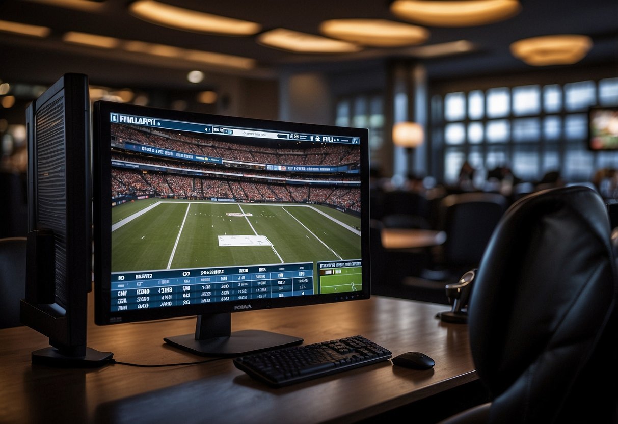 A computer screen displays various sportsbooks and betting options for online sports betting in Texas