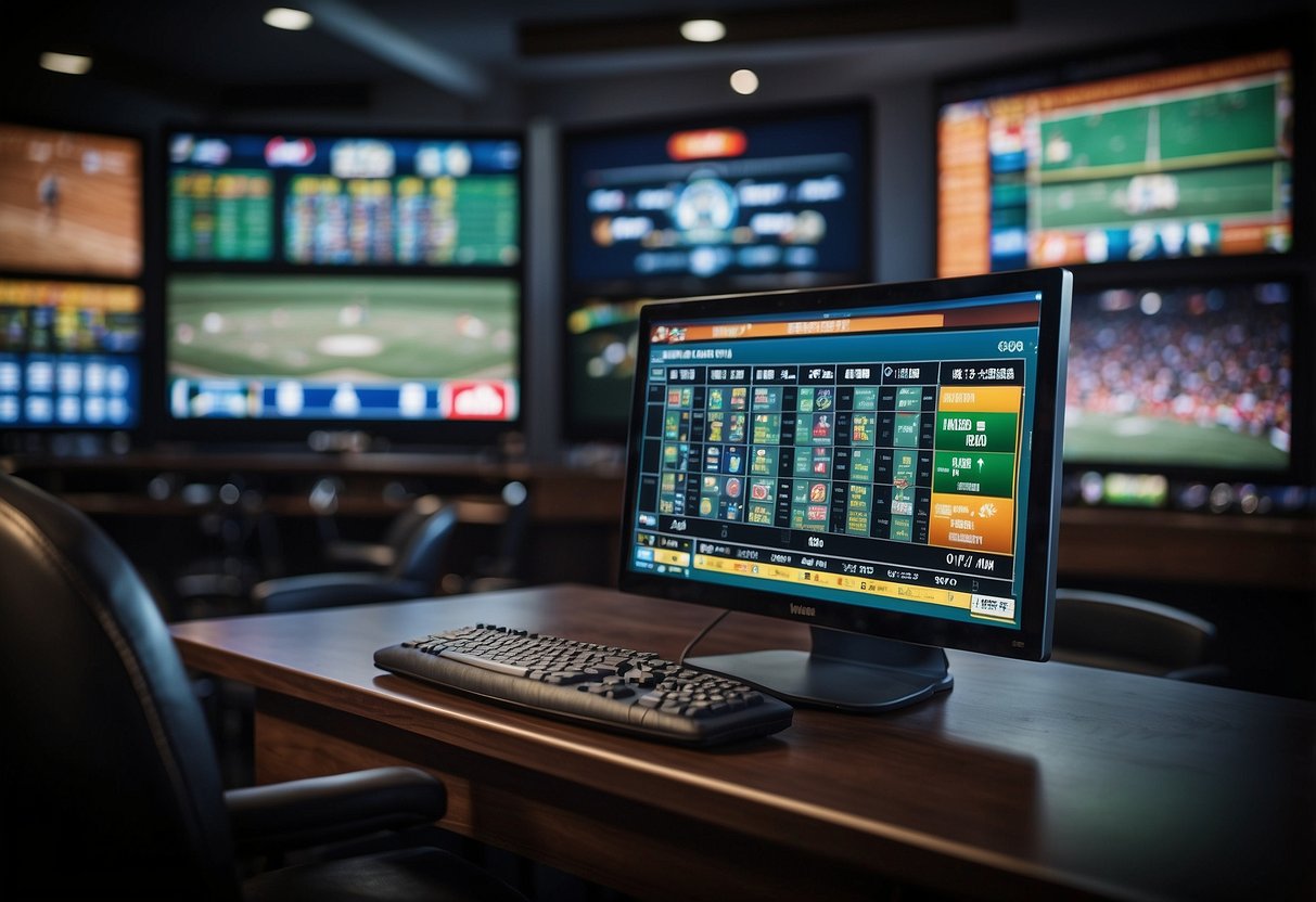 A computer screen displaying various sports betting options for California residents. The screen shows different sports events and betting odds