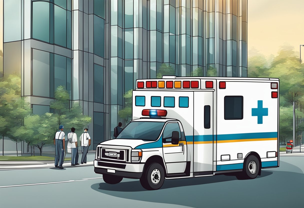 An ambulance from the public health system transferring a patient to a private hospital