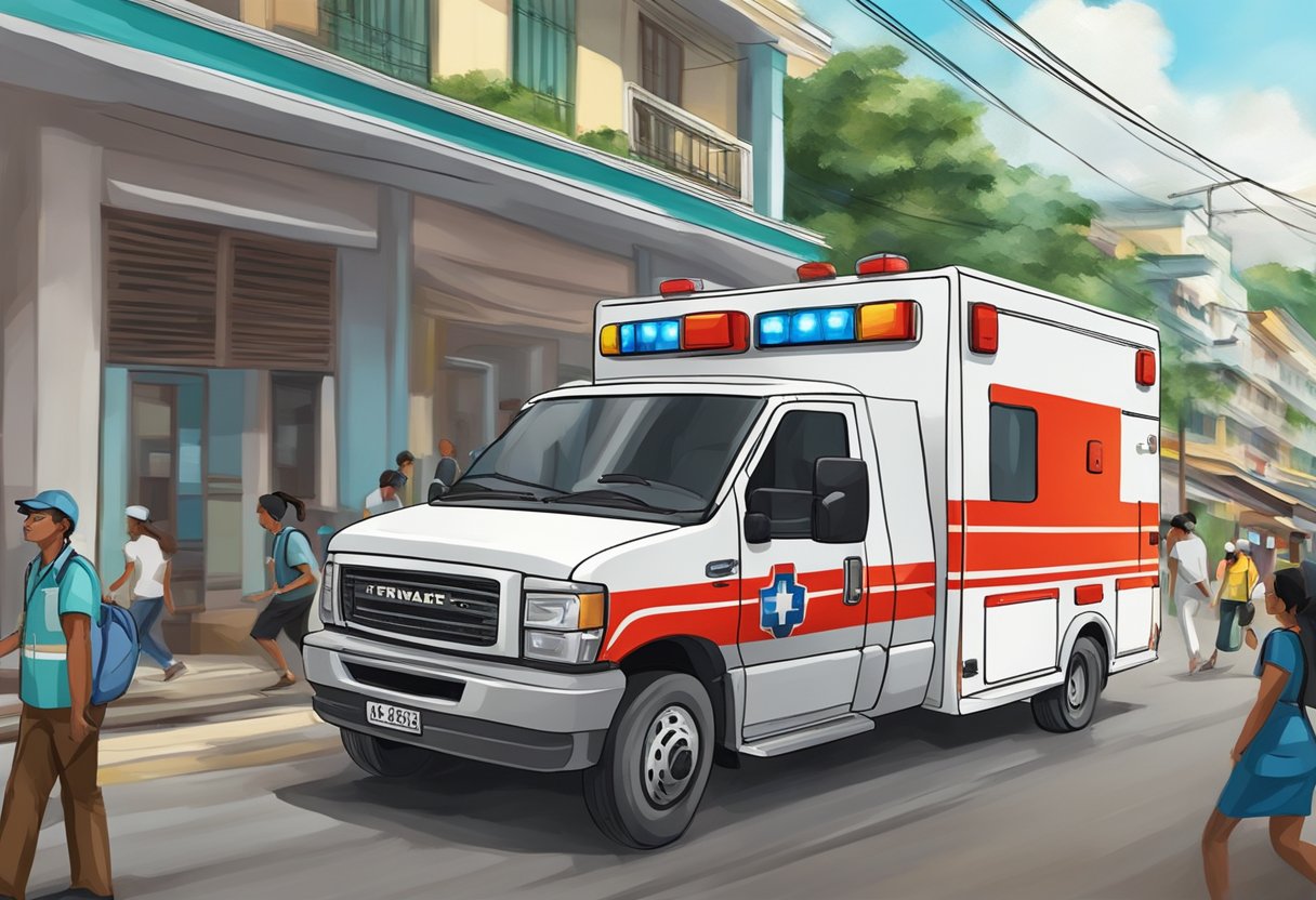 A private ambulance rushing through the streets of Manaus, providing critical medical transport services