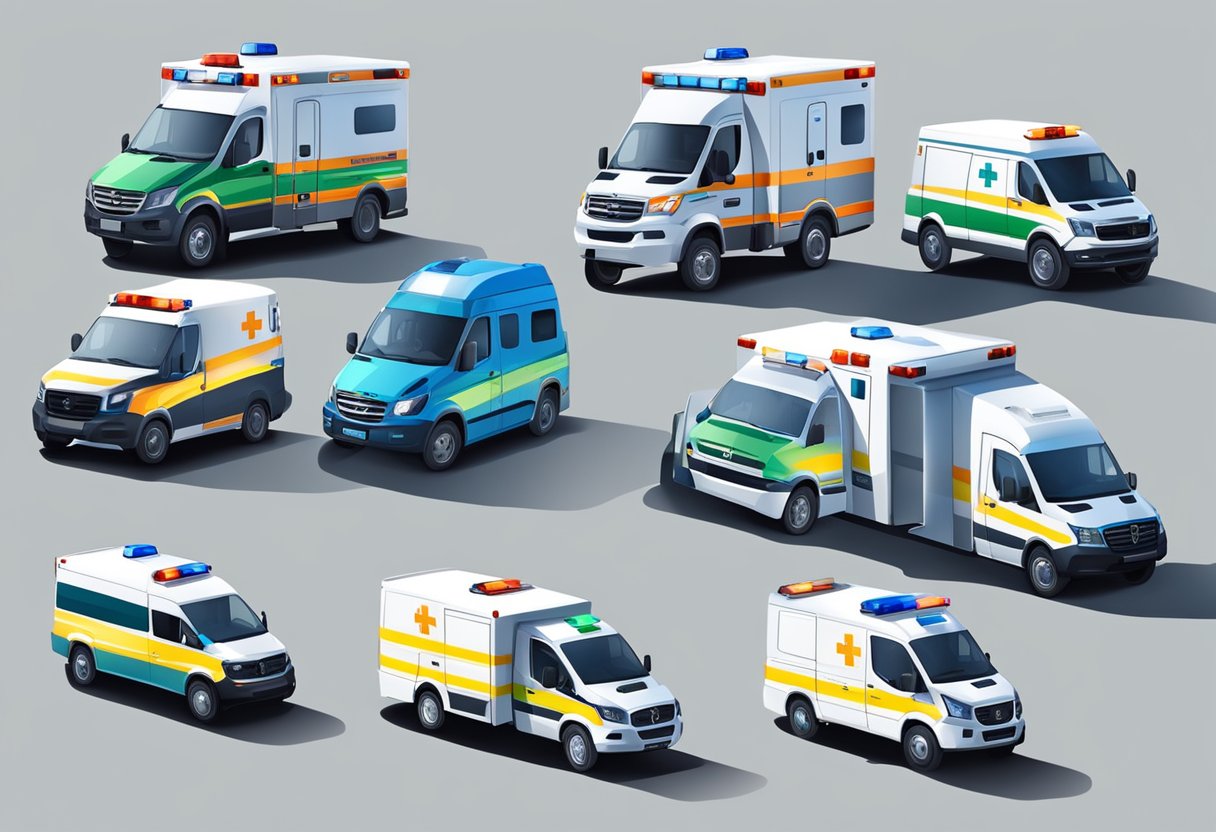 Ambulâncias: Tecnologia e Eficiência no Atendimento de Emergências 3 An ambulance fleet with advanced technology and vehicles