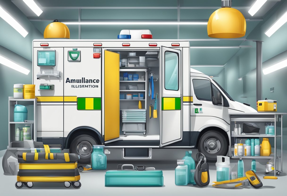 Ambulâncias: Tecnologia e Eficiência no Atendimento de Emergências 4 An ambulance with medical equipment and safety gear neatly organized inside