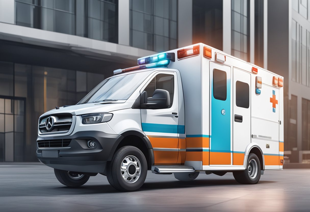 An ambulance equipped with advanced medical technology and innovations for transporting patients