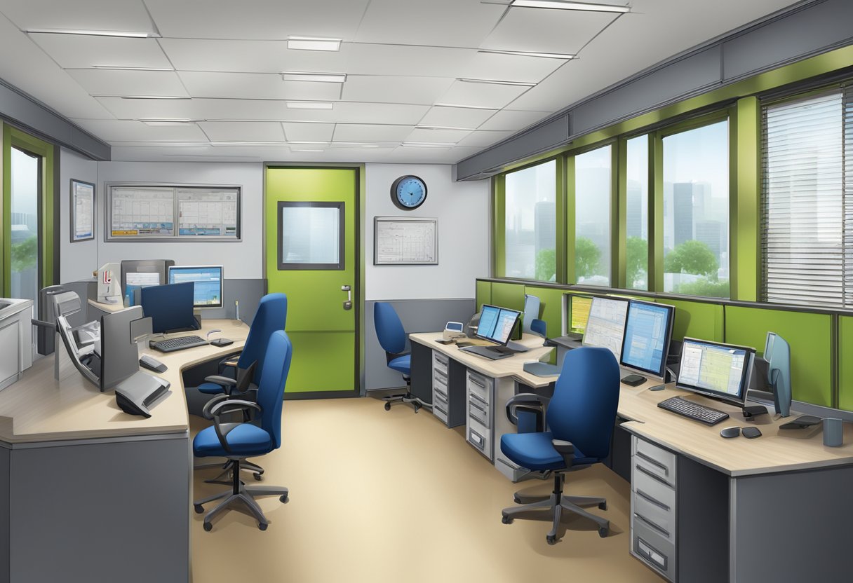 A central dispatch office directs an ambulance to a location