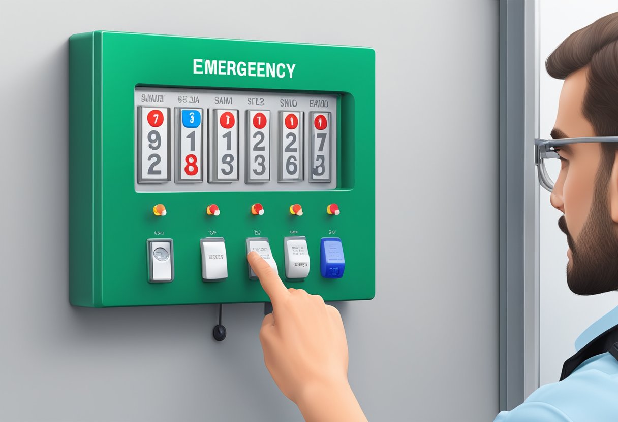 Número Ambulância: Como Ligar em Caso de Emergência 3 A person pressing the emergency button on a wall-mounted SAMU ambulance number panel