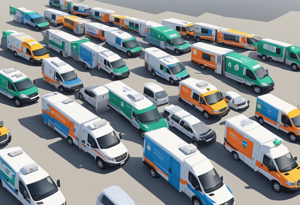 Número Ambulância: Como Ligar em Caso de Emergência 7 Private ambulances parked in a row, each with a number displayed on the side