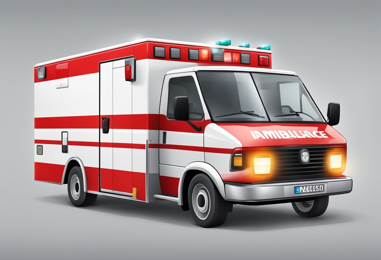 A red and white ambulance with the number clearly displayed on the side