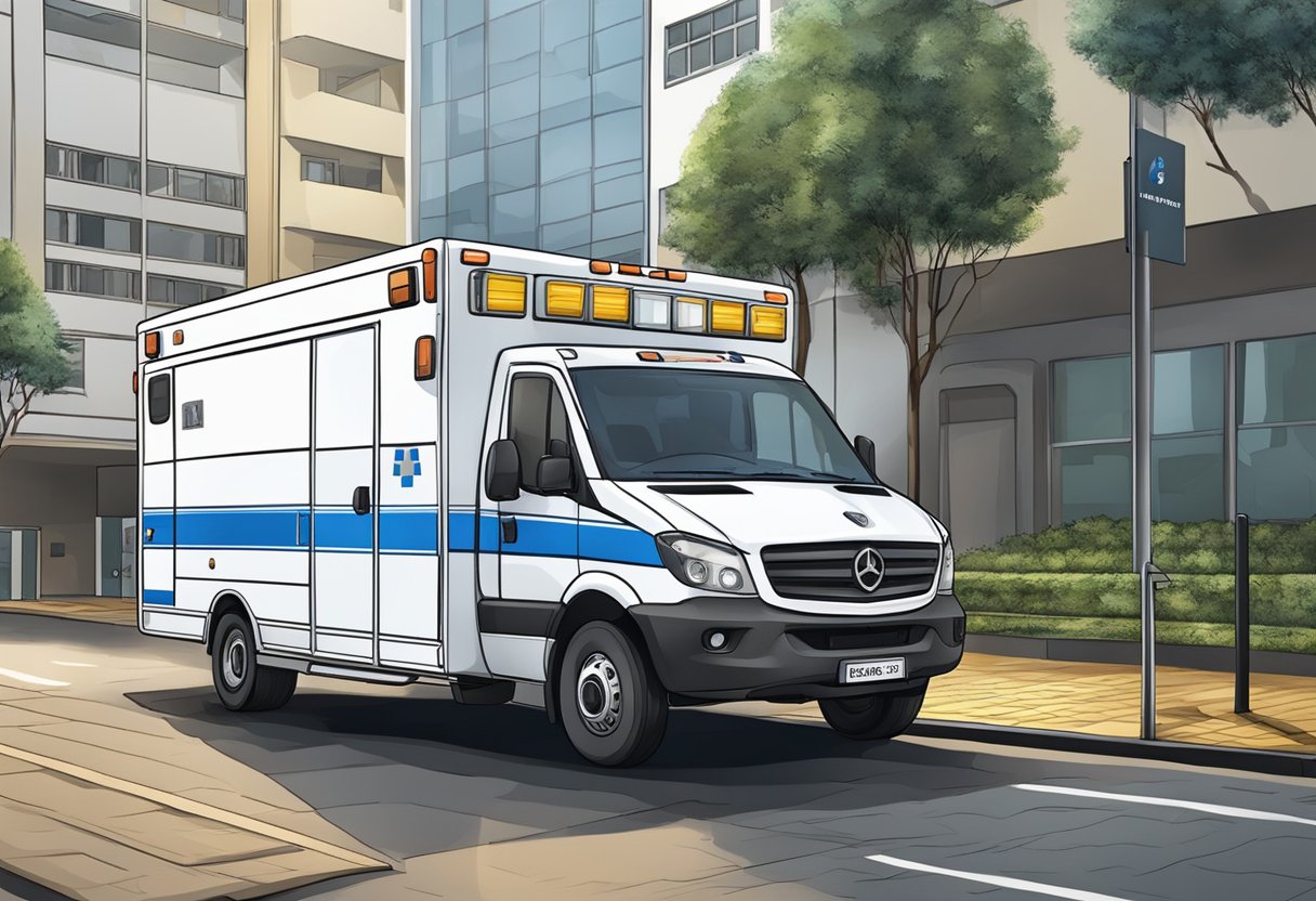 An ambulance parked in the coverage area in Curitiba, Brazil