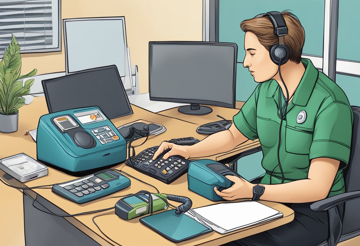 A person dialing an ambulance phone for first aid assistance