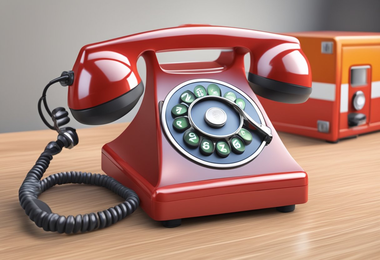 Telefone da Ambulância: Como Contatar Serviços de Emergência Rápido 5 A ringing ambulance phone with legal and responsibility signs