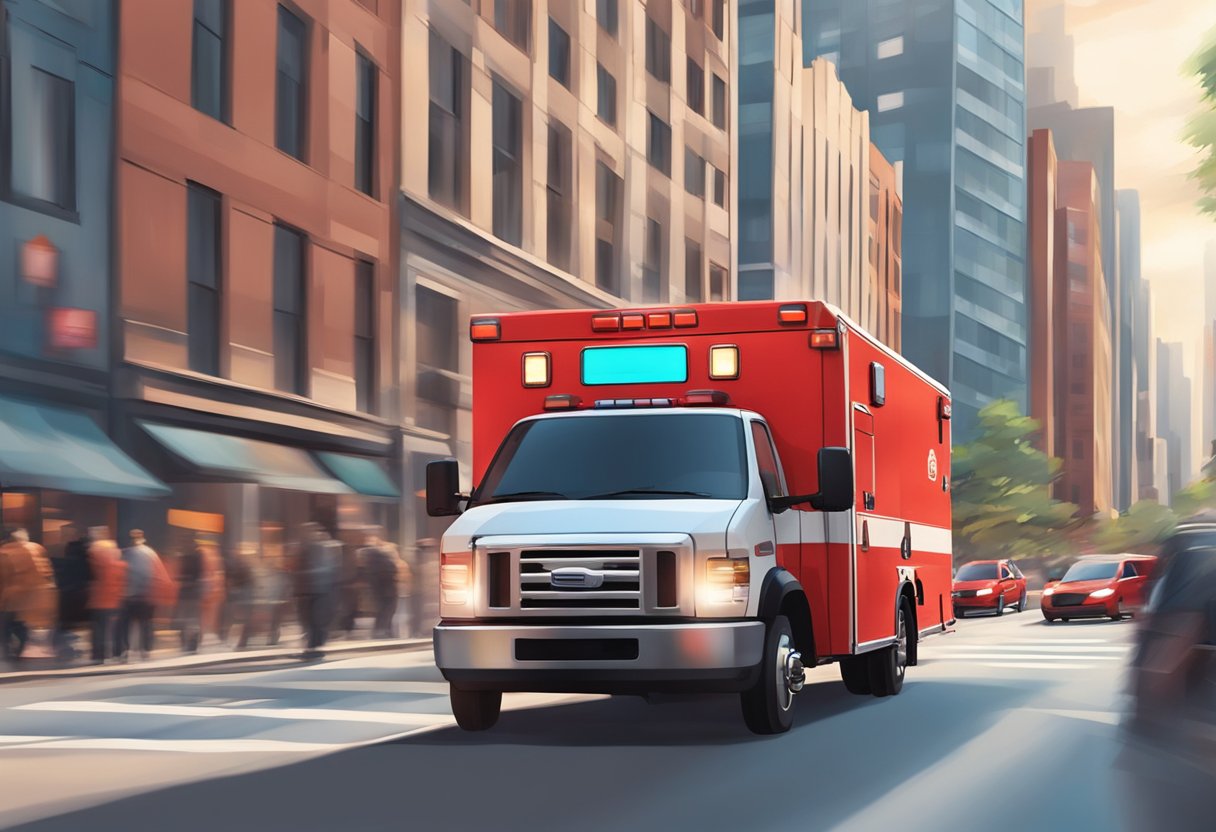 Qual é o Número da Ambulância: Informações Essenciais para Emergências 1 A bright red ambulance speeds through a bustling city street, its siren blaring as it rushes to a scene of emergency