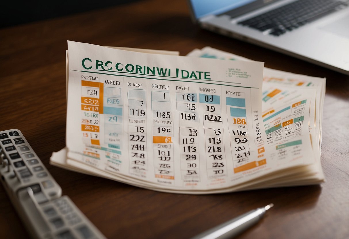 A calendar with marked dates, including "crwd stock earnings date," surrounded by financial charts and graphs
