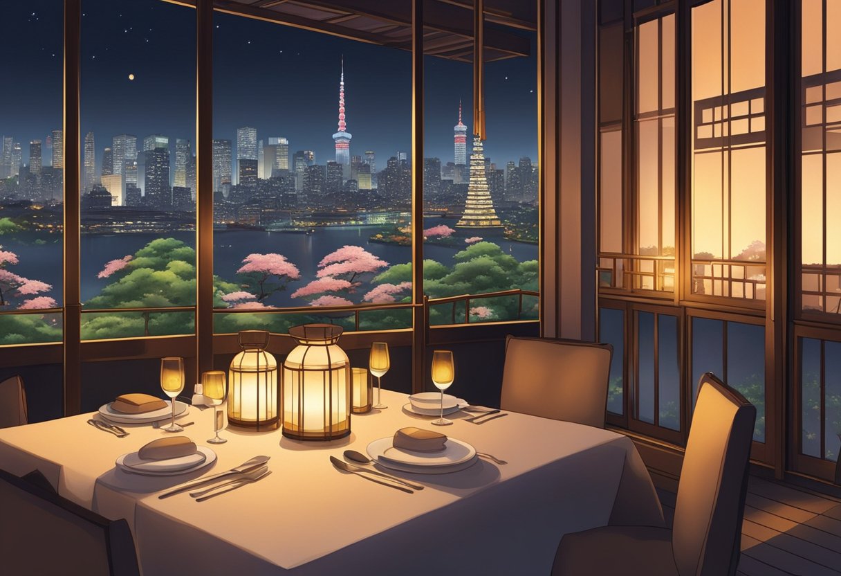 Candlelit tables, soft music, and elegant decor set the scene at Tokyo's top romantic restaurants. Views of the city skyline or traditional Japanese gardens provide a stunning backdrop for couples to enjoy an intimate and unforgettable dining experience