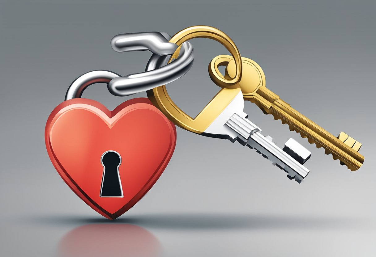 A heart-shaped lock and key symbolizing trust and security