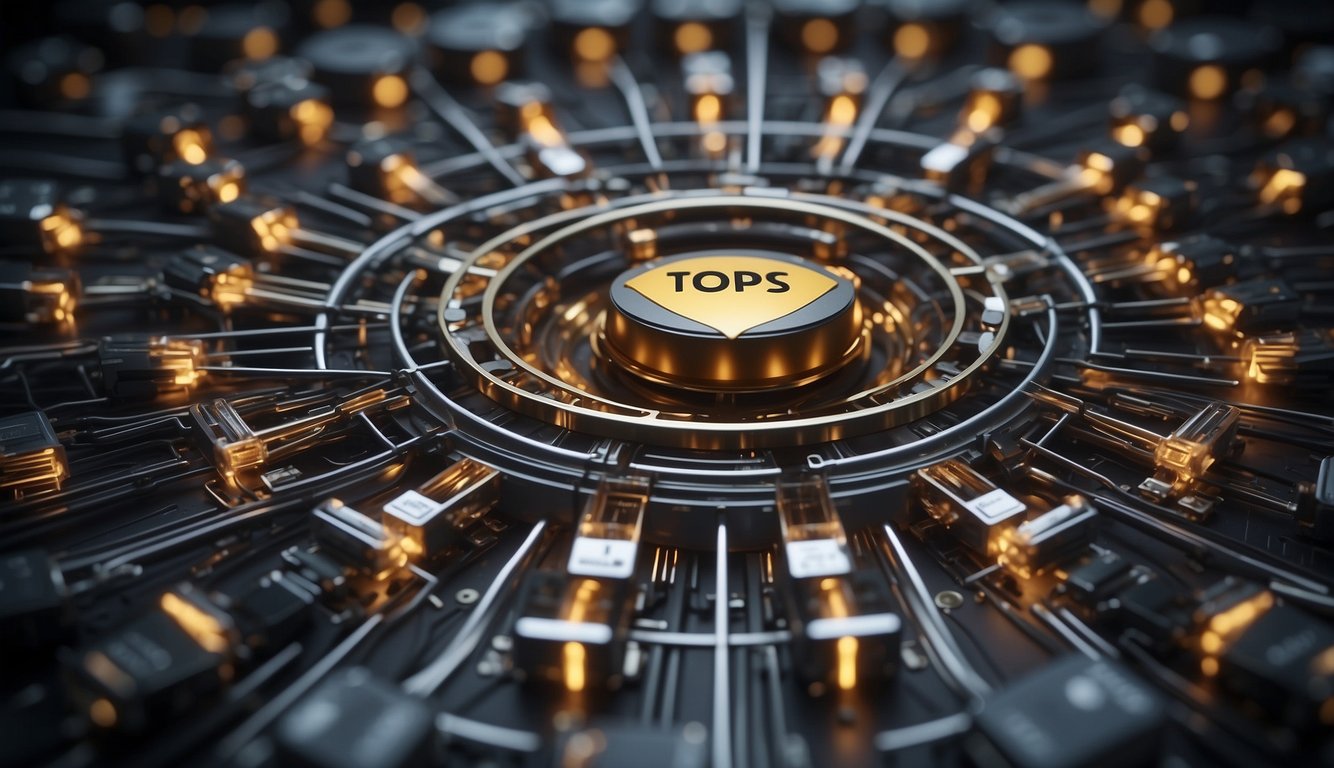 TopHost VPS I logo surrounded by 30 virtual servers, each labeled as one of the top VPS options. Servers are arranged in a circular pattern, with the logo at the center