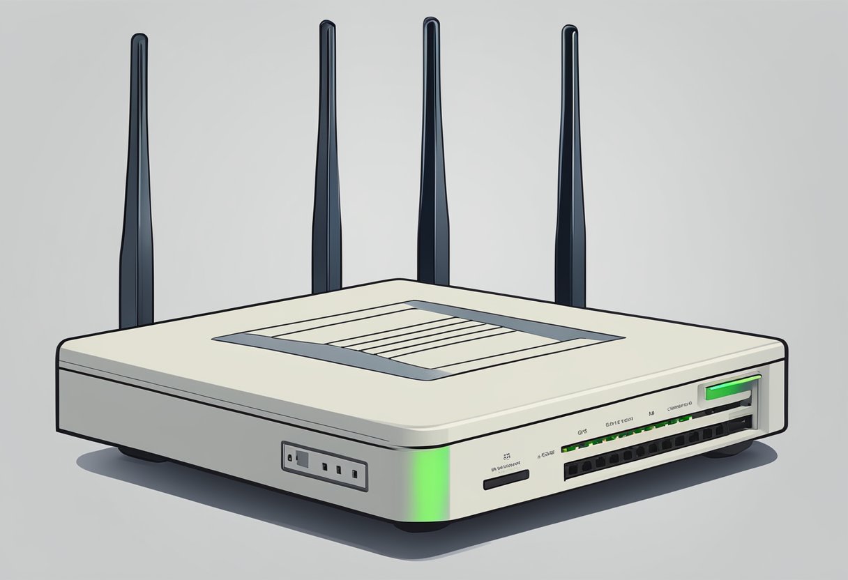 A router with WAN port connected to a modem