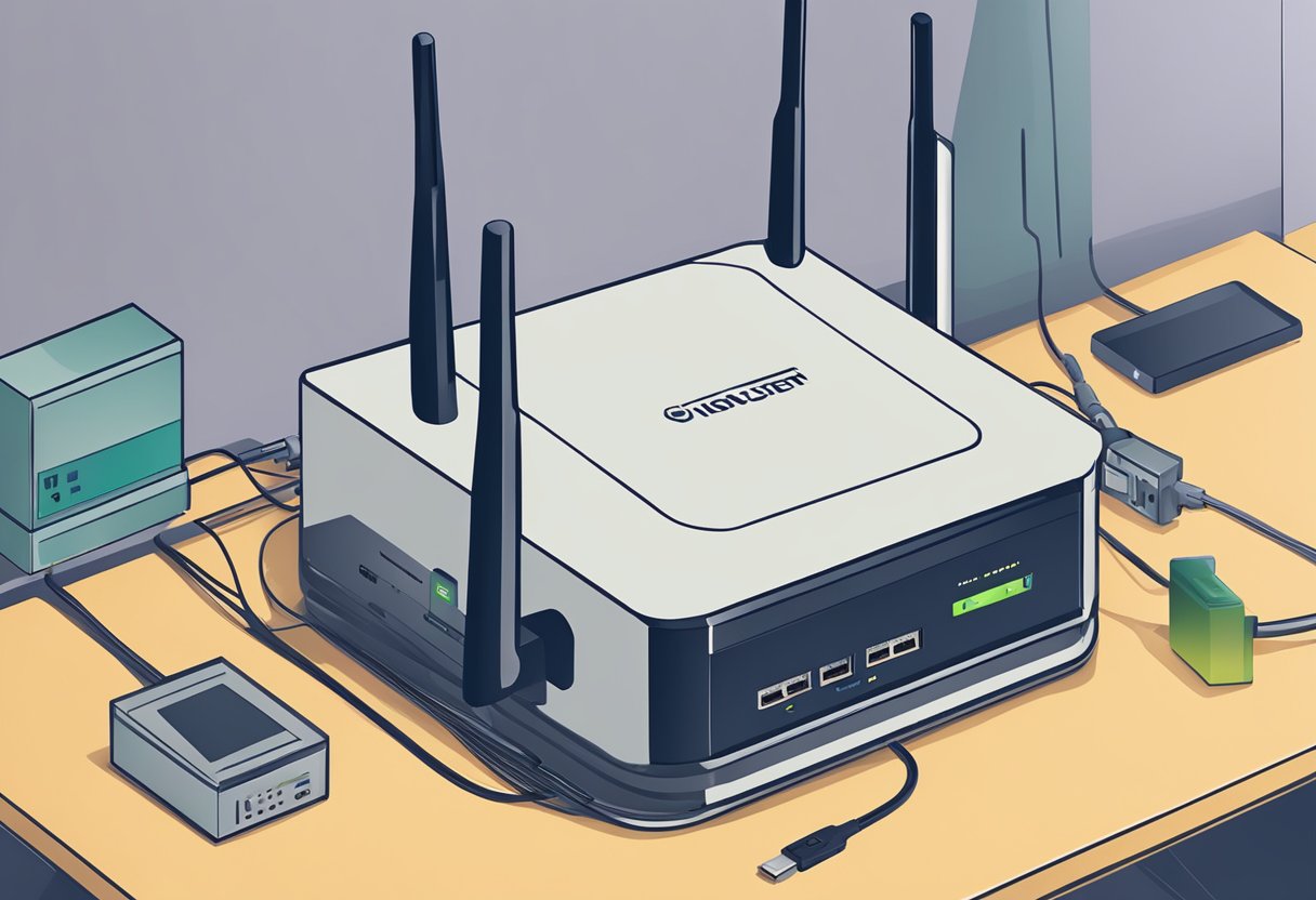 A router being installed and configured as an access point