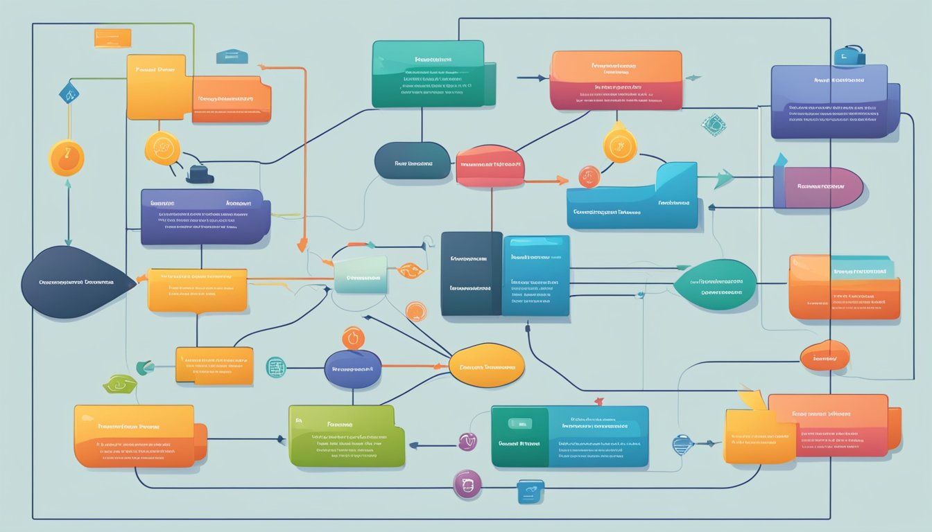 A flowchart showing interconnected business processes and revenue streams