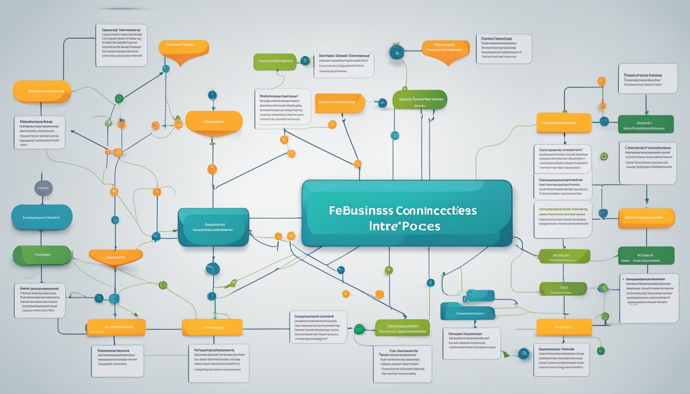 A flowchart of interconnected business processes with input, output, and feedback loops