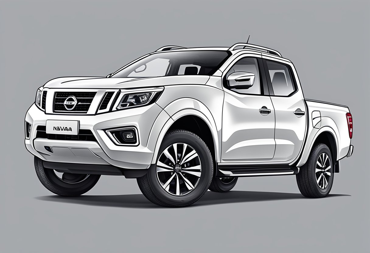 A Nissan Navara's technical specifications are laid out with precision, showcasing its bolt pattern