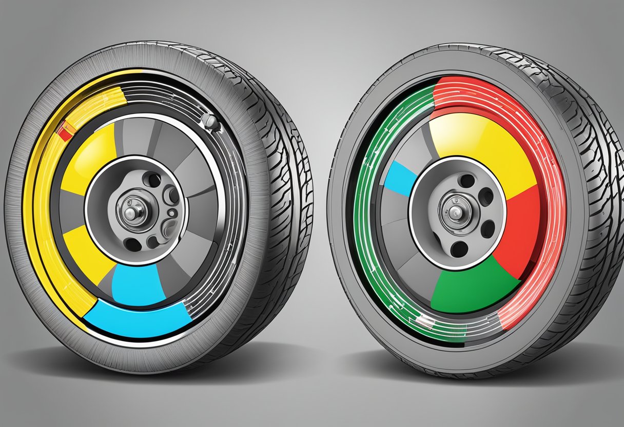 A Citroen Berlingo wheel pattern being measured and compared for compatibility and adjustment