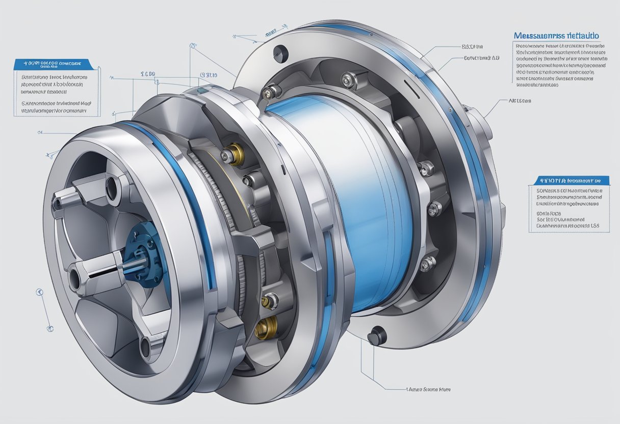 A close-up of a Subaru wheel hub with precise measurements and specifications displayed in a technical document next to it