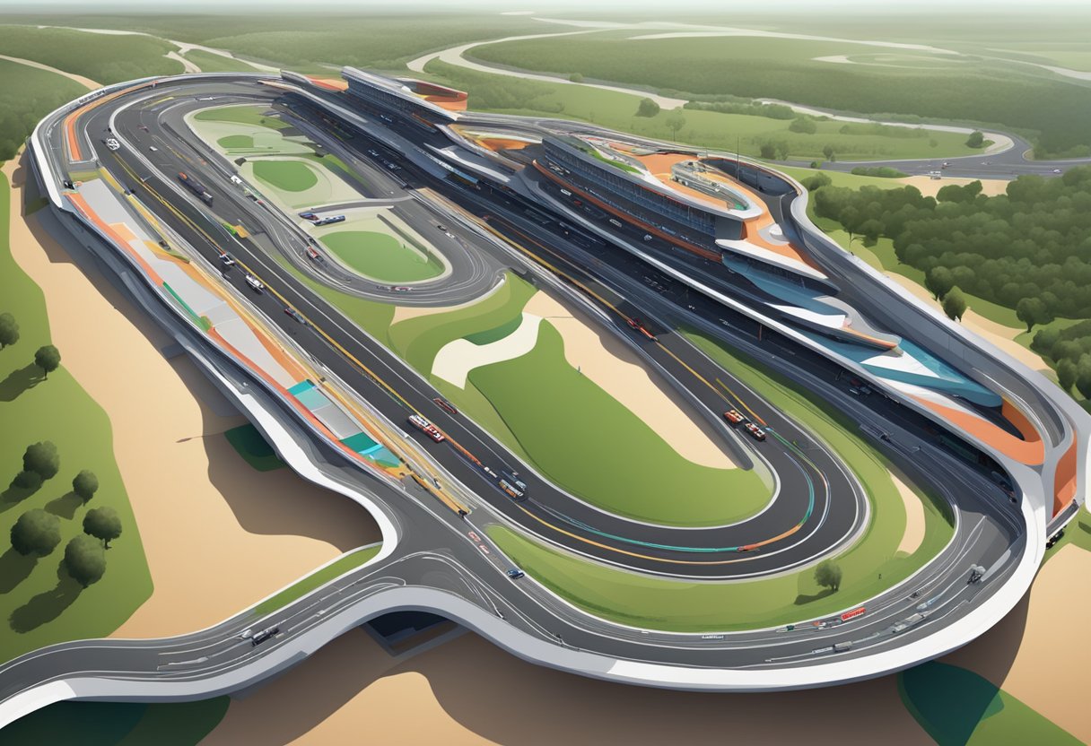 The F1 race track and surrounding area in 2024