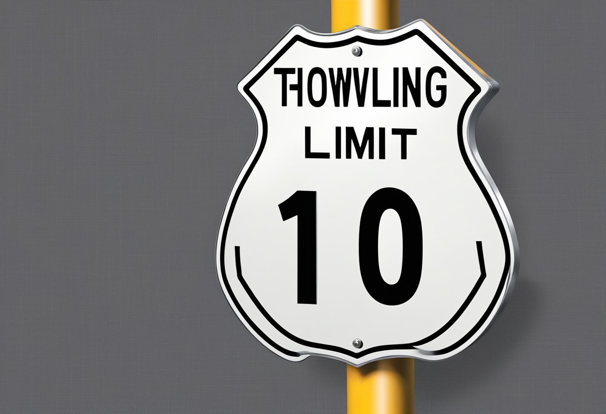 A speed limit sign for vehicles towing trailers, with clear guidelines displayed