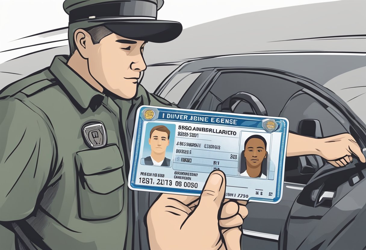 A person's driver's license being confiscated by an authority figure