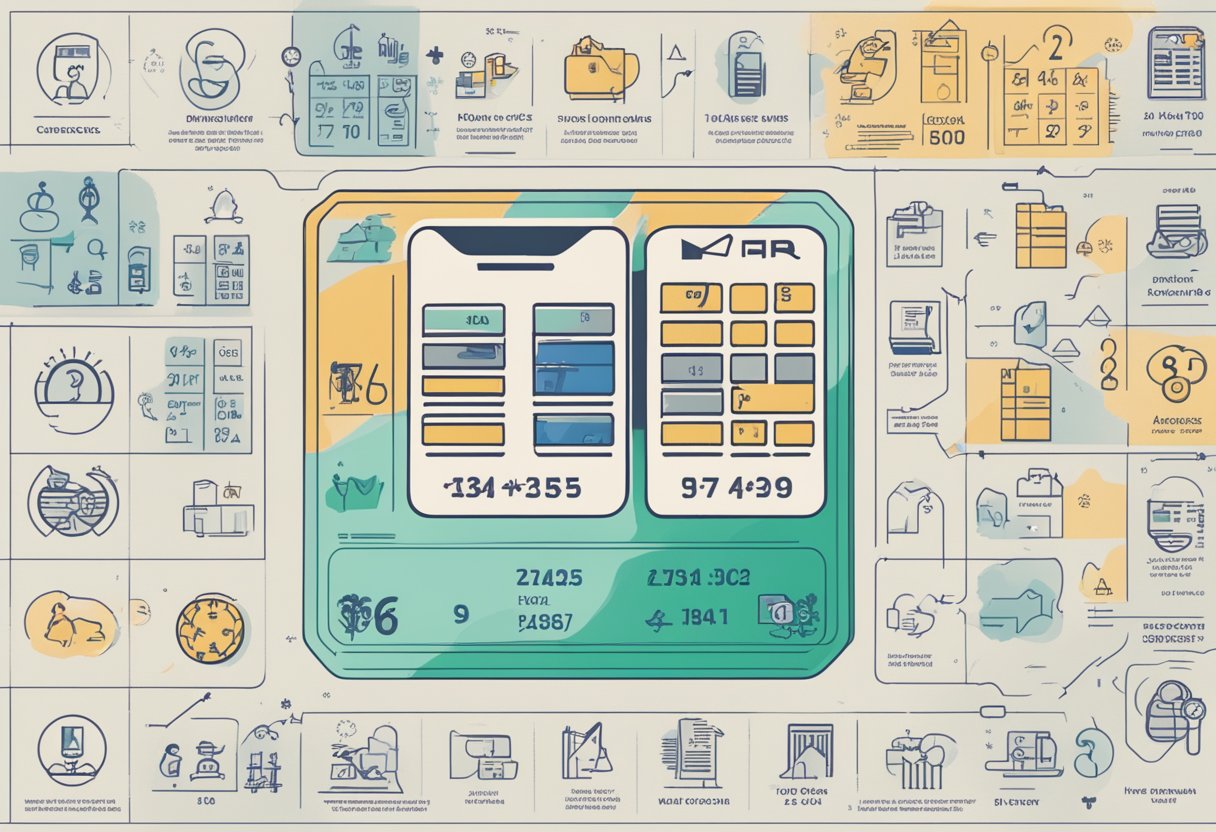 A visual of a 2024 driver's license cost breakdown with currency symbols and numbers, surrounded by relevant icons and symbols