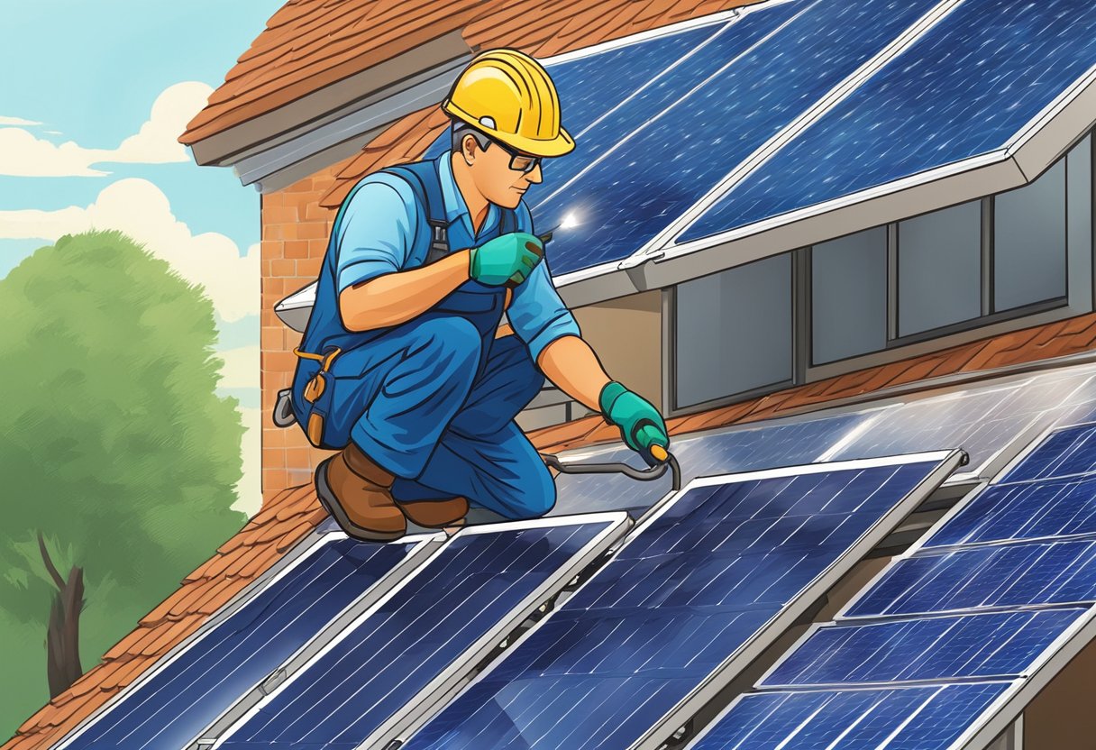 A technician installs and maintains solar panels for maximum lifespan