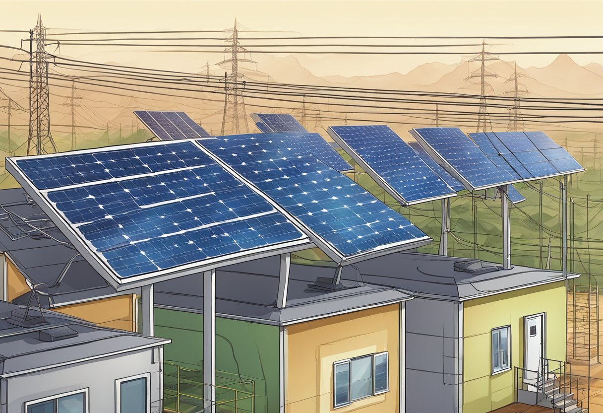 A solar panel connects to a power grid, selling excess energy