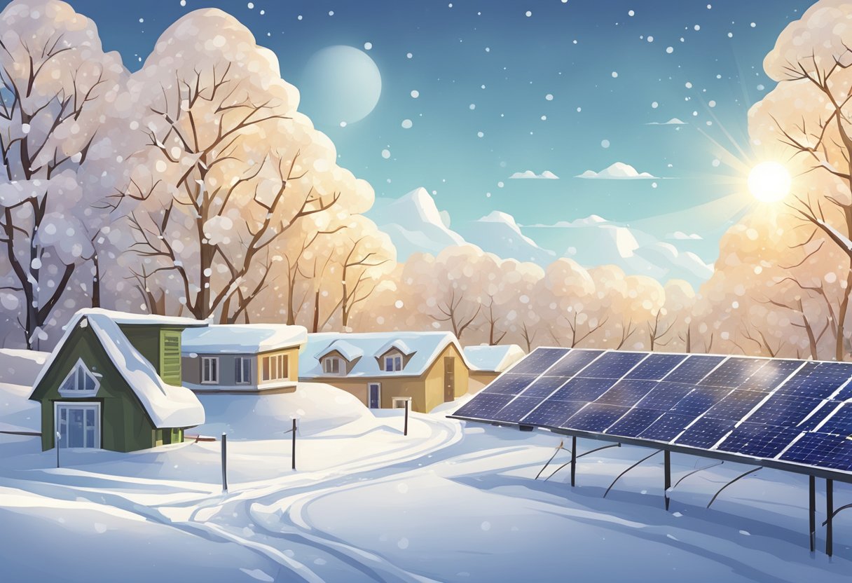 Snow covering solar panels reducing their performance