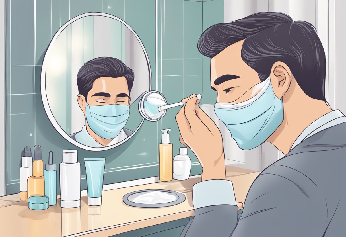 A man applies the best face cream for daily care in his skincare routine