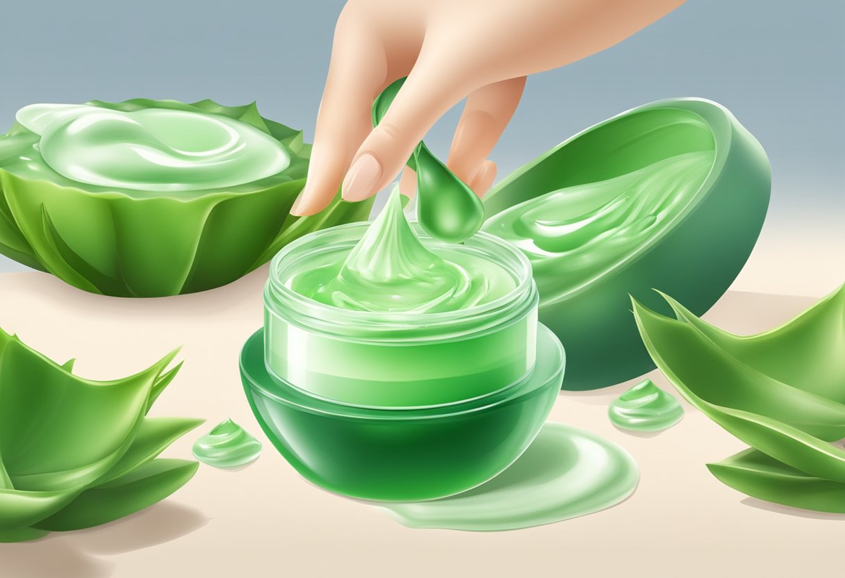 Aloe vera face cream being applied, with a soothing and moisturizing effect