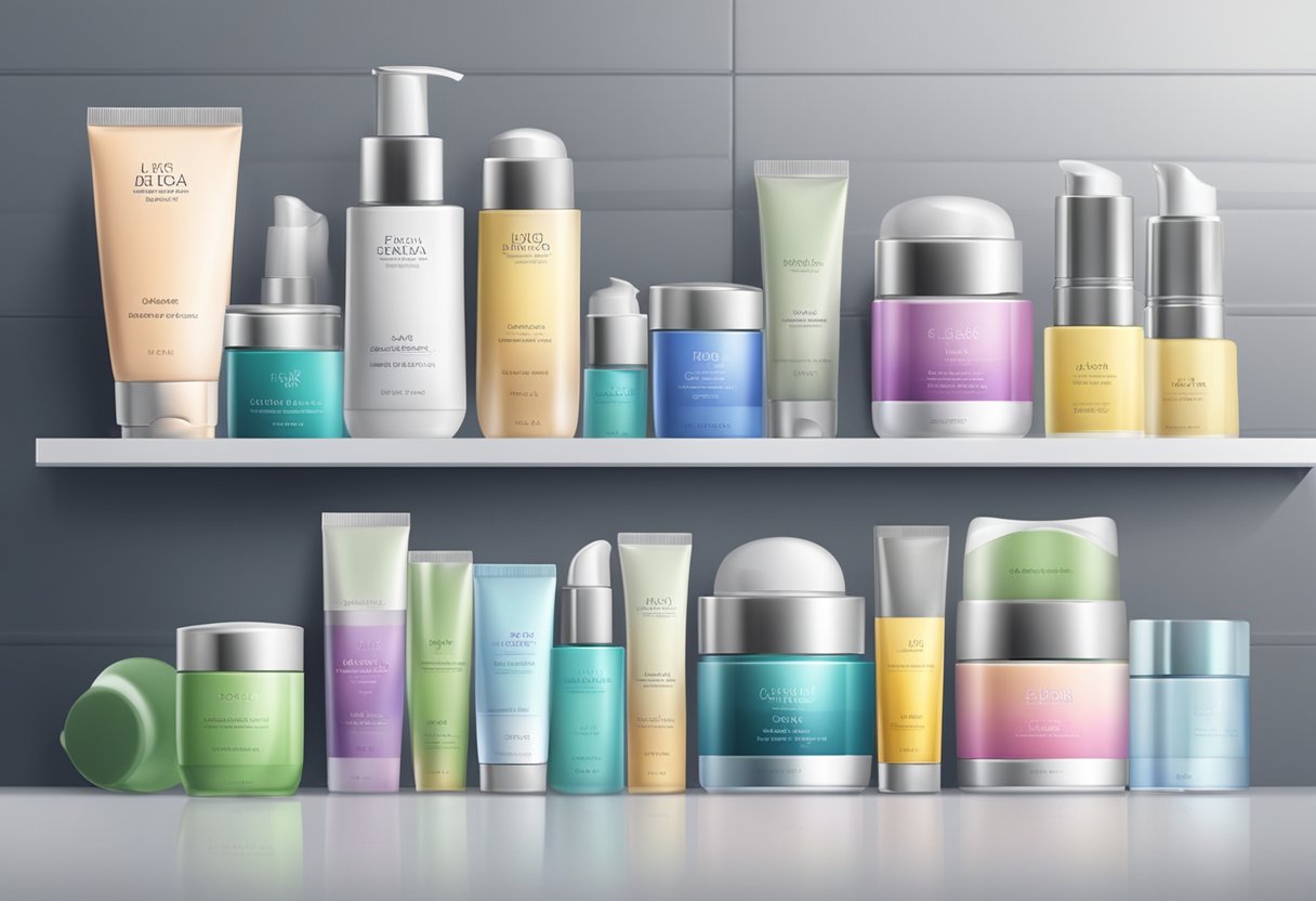 A variety of urea face creams displayed on a shelf