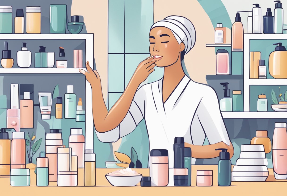 A person customizing skincare routine and products based on lifestyle factors