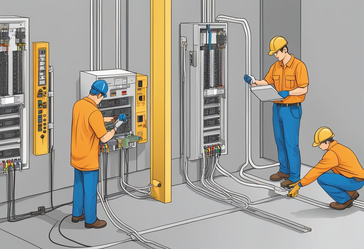 Installation and testing of a ground fault circuit interrupter. Show the device being installed and tested in a residential electrical system