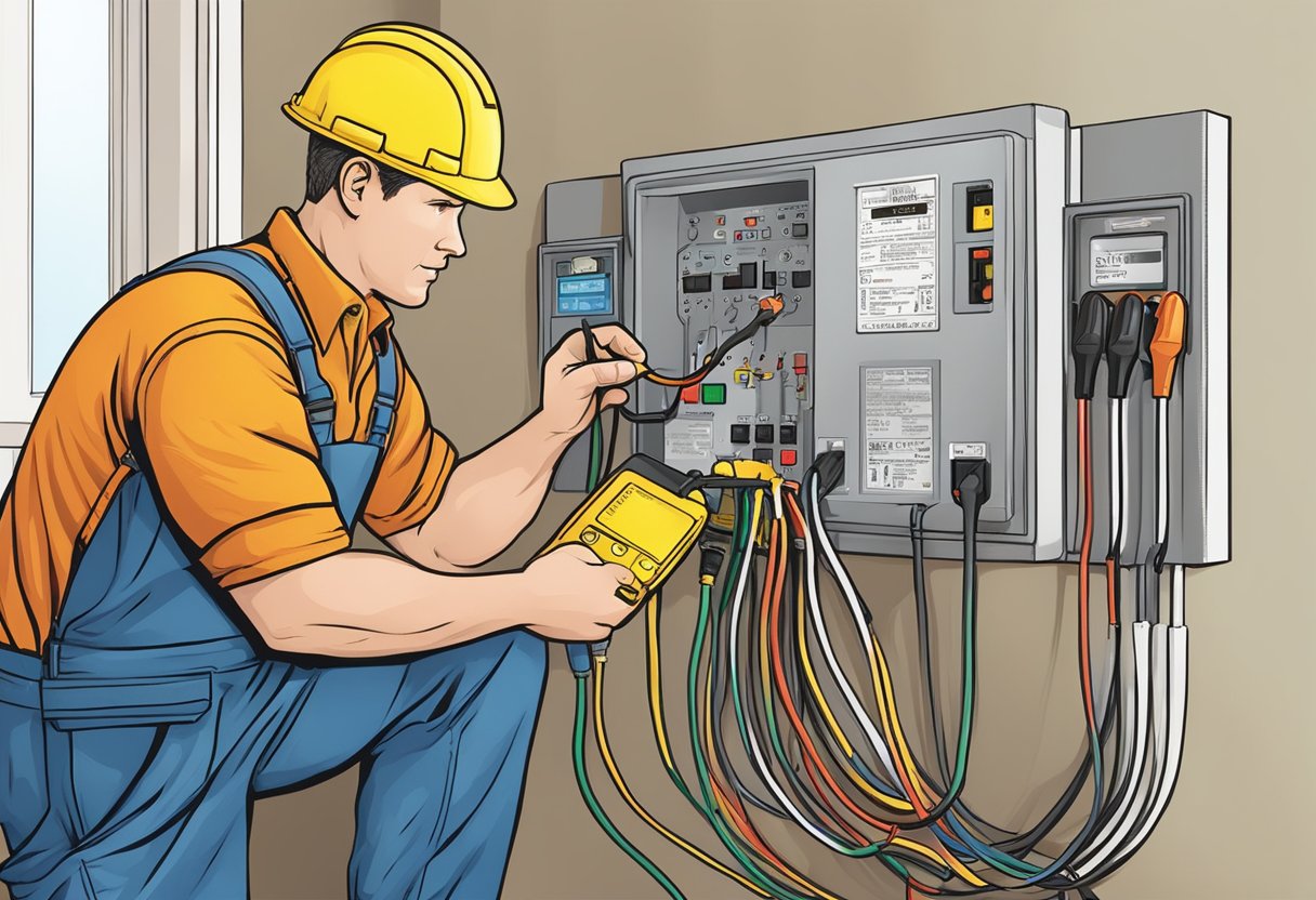 An electrician testing a ground fault circuit interrupter