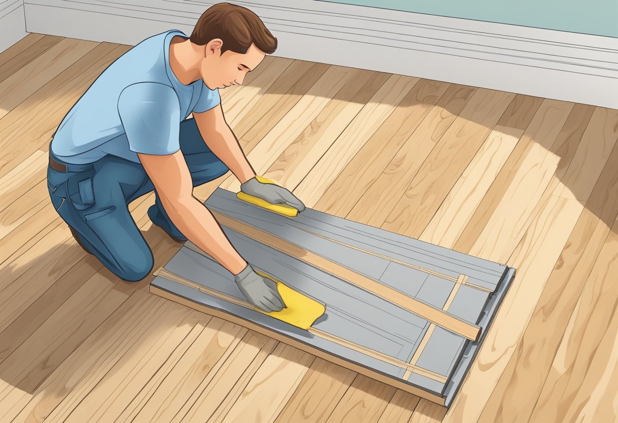 A step-by-step guide to laying click flooring, pricing pine flooring. No human subjects or body parts included