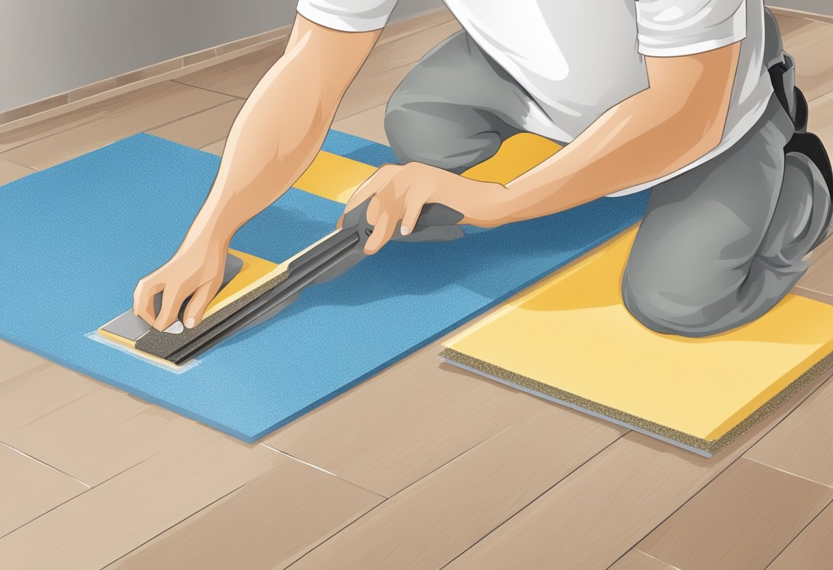 Preparation and underlay for laying laminate on tiles