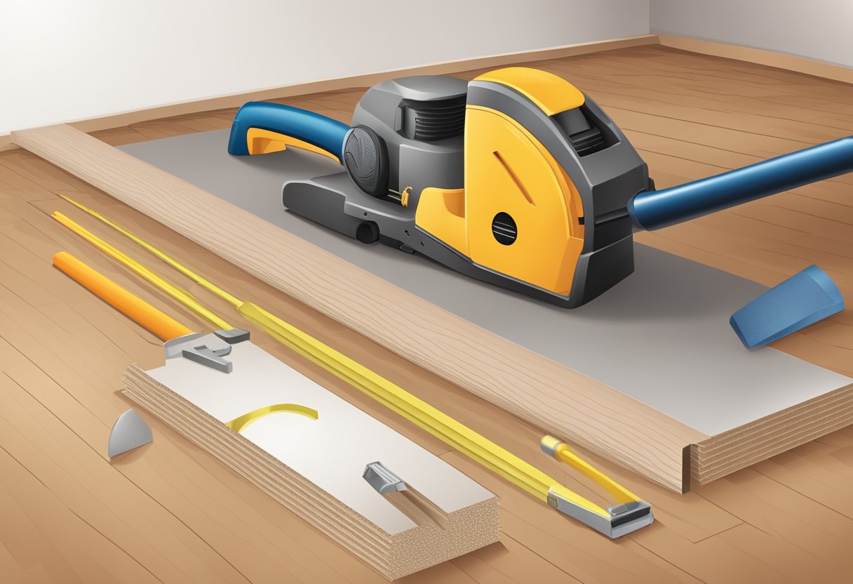 Basic materials and tools laying temporary flooring